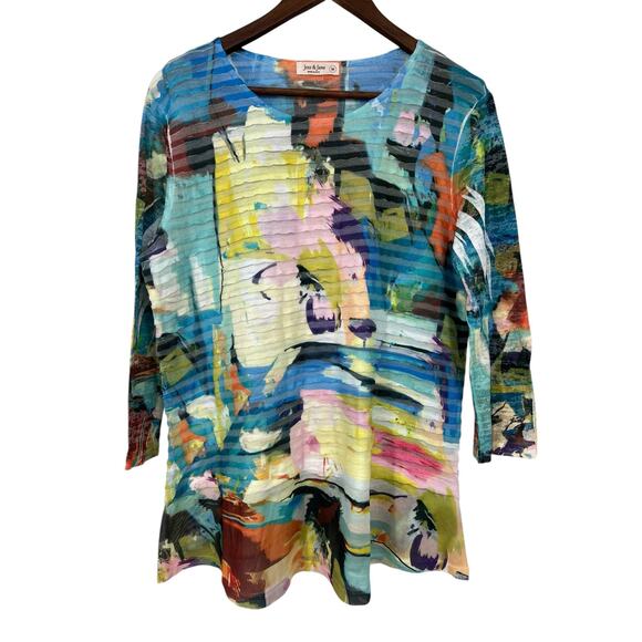 Jess & Jane Tops - Jess & Jane Art to Wear Multicolor Tunic Top Made in USA Women's Size Medium